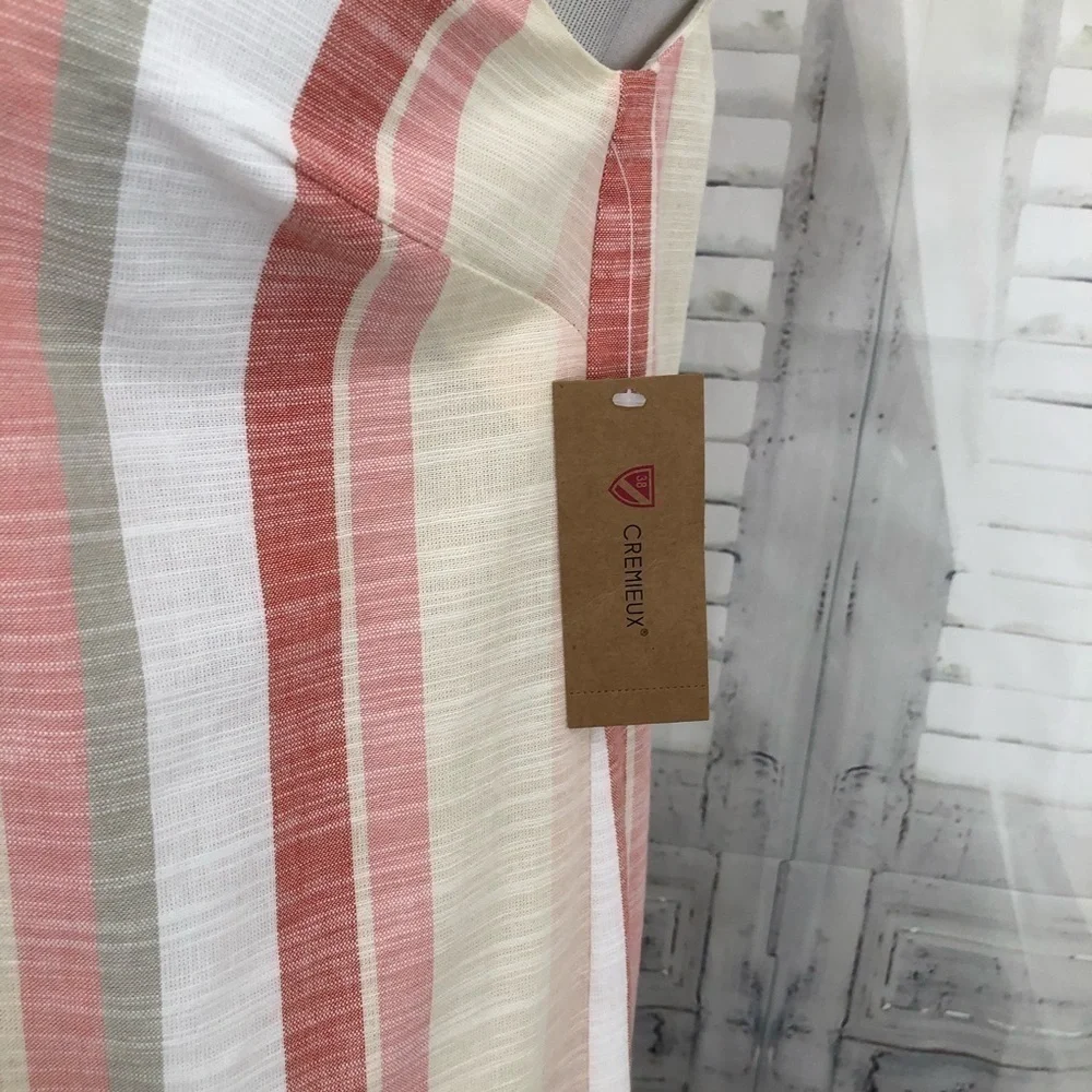 Cremieux Womens Size XS Pink White V Neck Striped Sleeveless Shift Dress Cotton - Picture 6 of 12